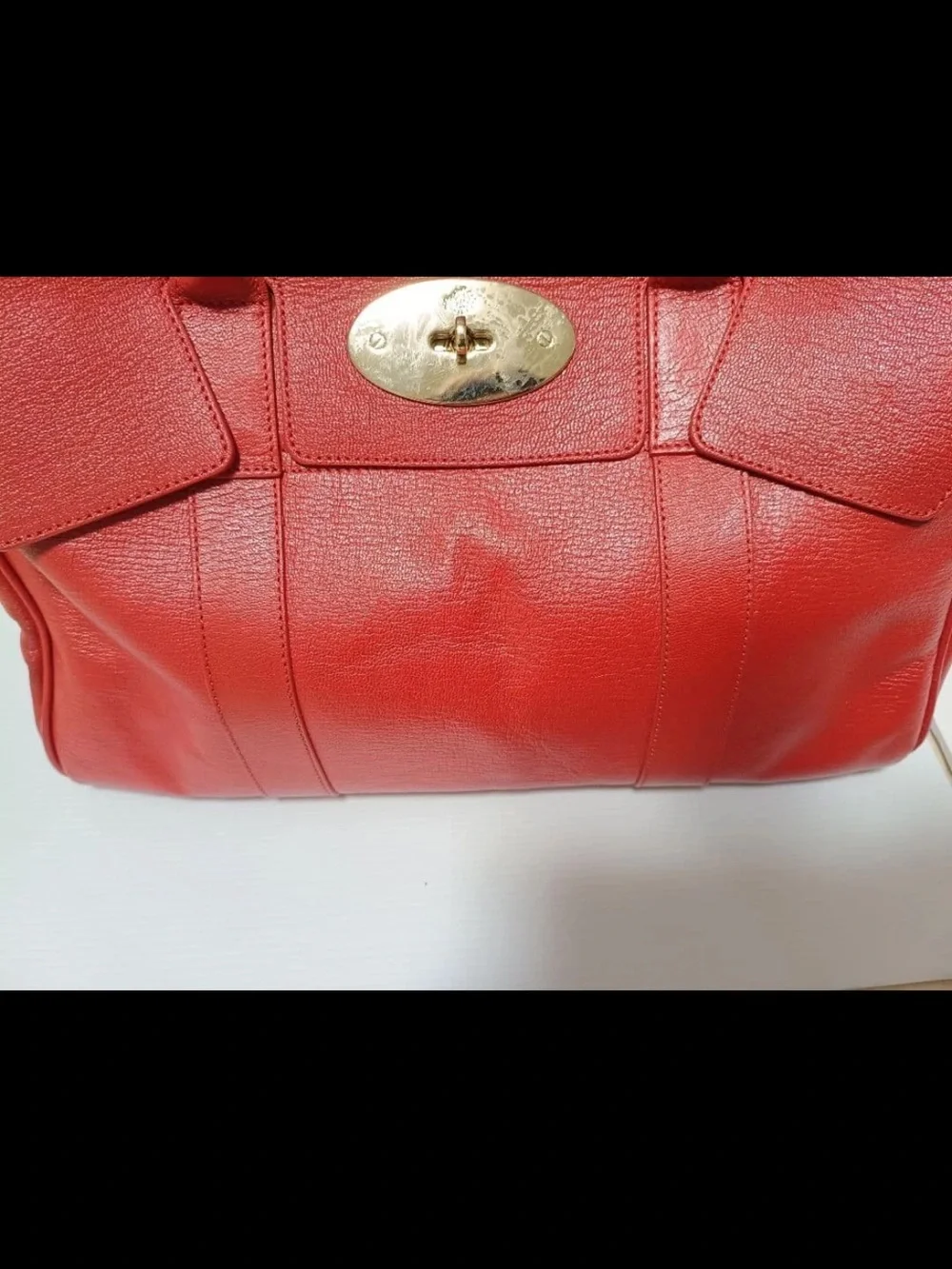 Mulberry Red Leather Top-Handle Satchel with Gold Hardware